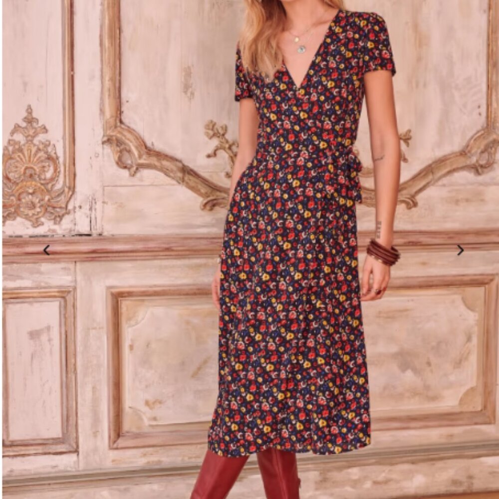 Sezane Amber Wrap Midi Dress